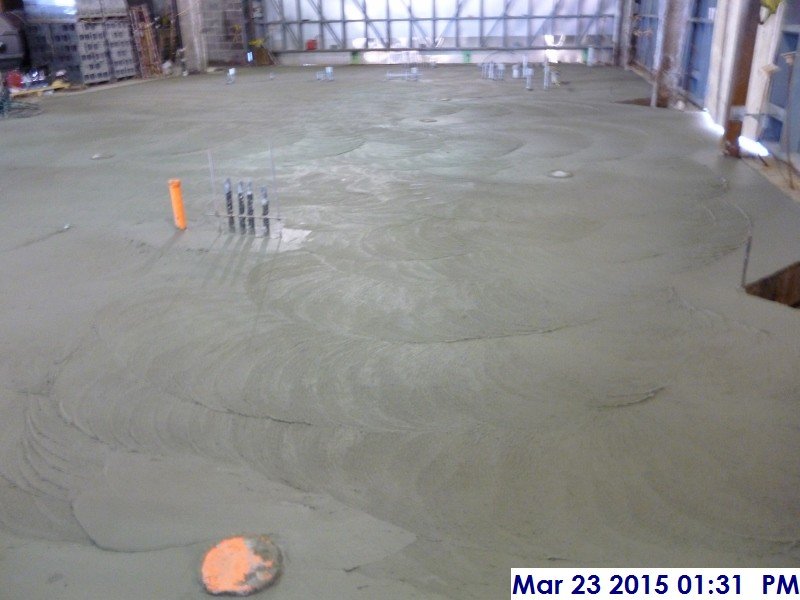 Poured concrete at the Boiler-Electrical Room Facing West